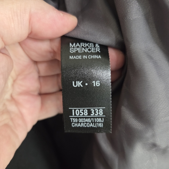 Marks & Spencer Charcoal Women's Stiched Blazer With Zippered Pockets Size 16 - Picture 7 of 9